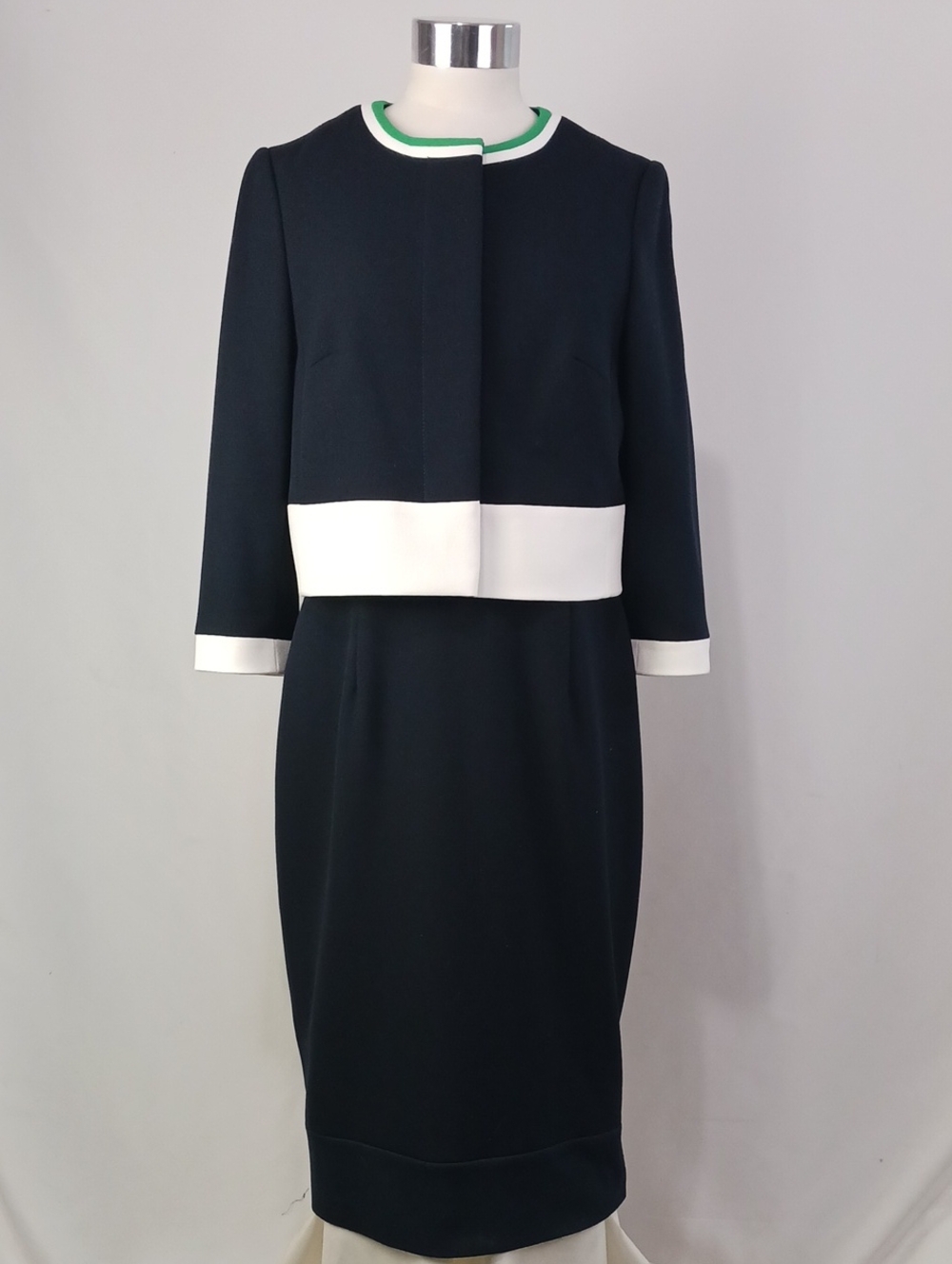 HOBBS OF LONDON BLK STRIPED SHEATH AND JACKET DRESS